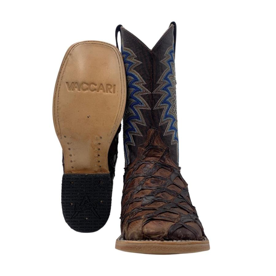 【並行輸入品】Vaccari メンズ 純正ピラルクフィッシュカウボーイブーツ, モカ, 10 Wide Vaccari Mens Genuineの画像
