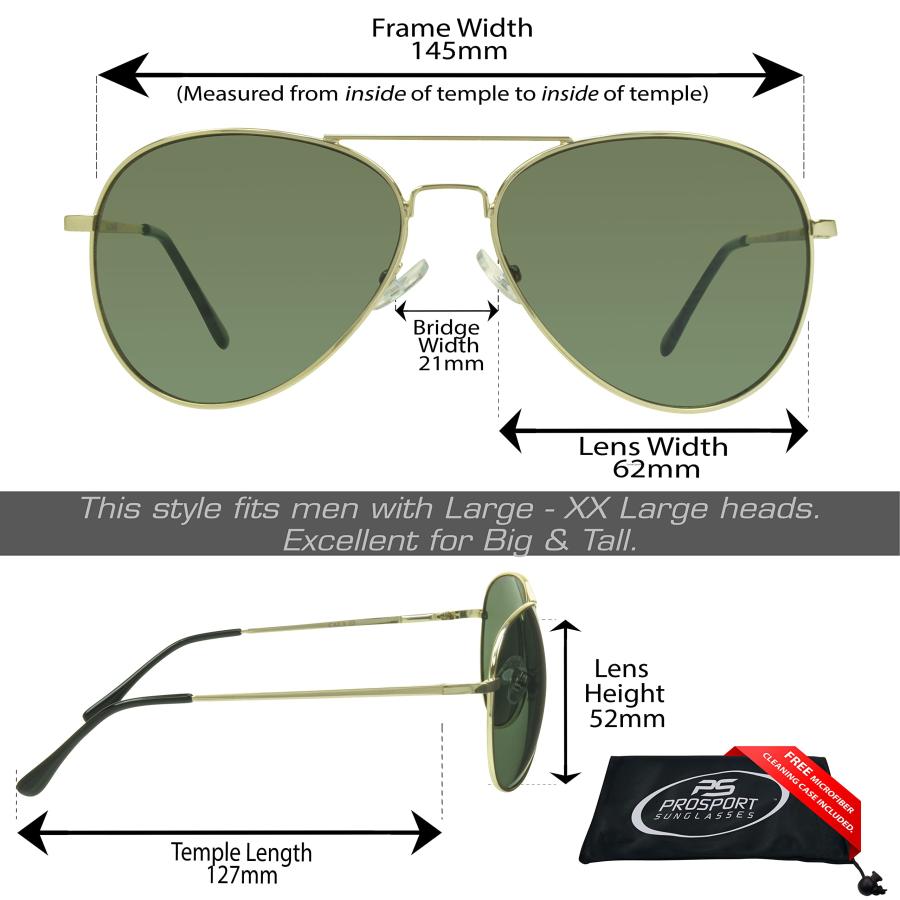 【並行輸入品】proSPORT Aviator Big & Tall Sunglass Mens Extra Large & Wide Fitの画像