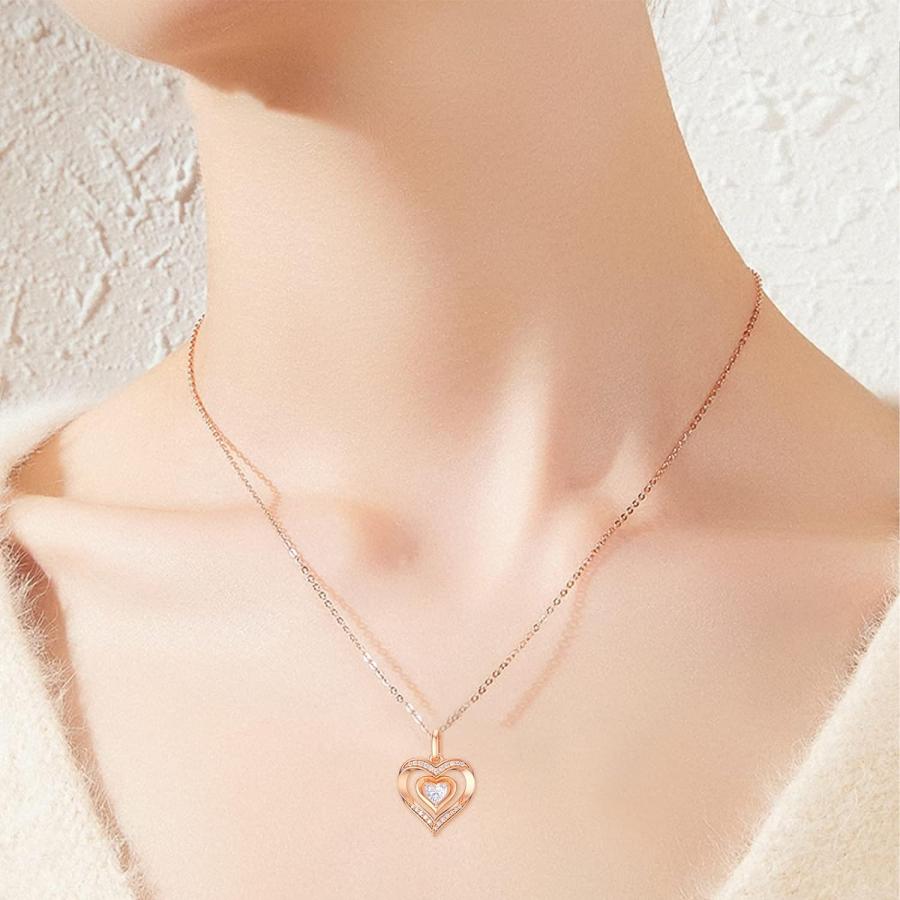 並行輸入品】14K 純金 ハート ネックレス 女性用 「Forever Love In My
