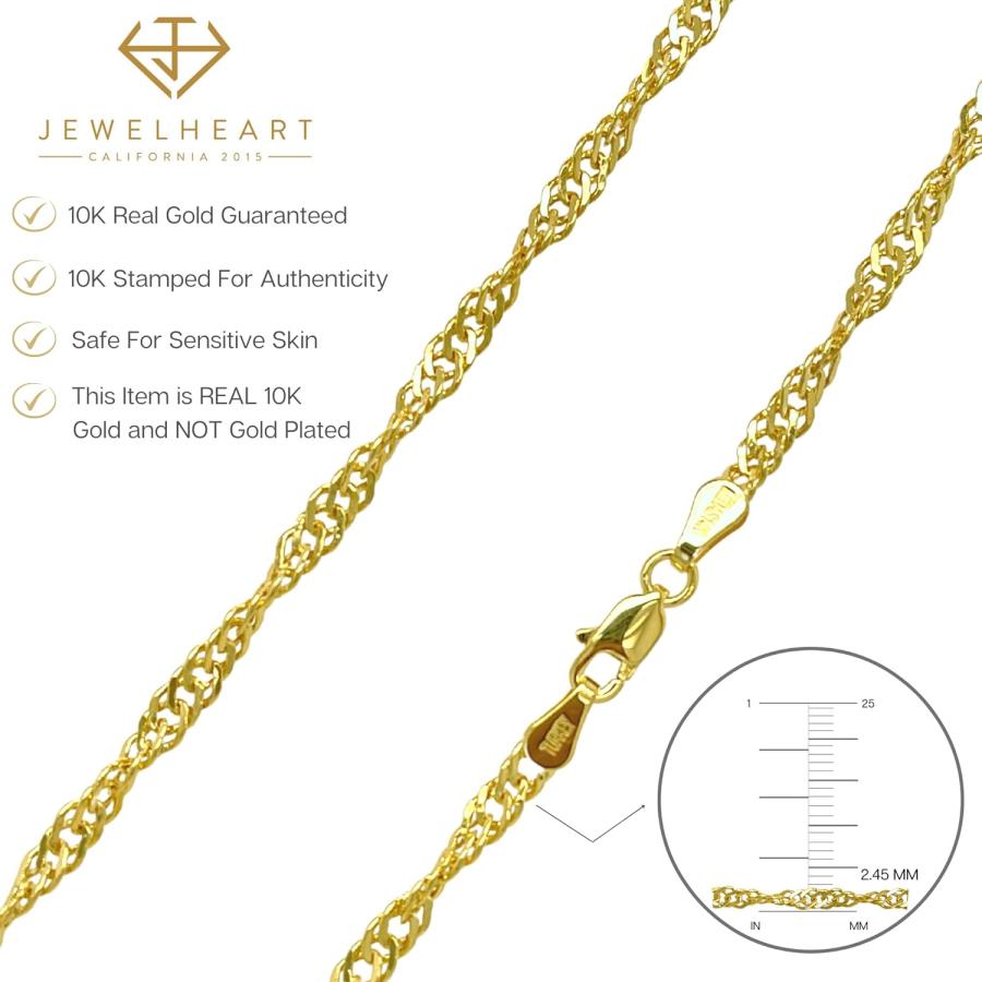 【並行輸入品】JEWELHEART 10K 14K リアルゴールド シンガポールネックレス - 2.45mm 3.1mm 4.8mm ダイヤモンドカッ_3