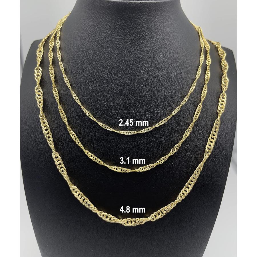 【並行輸入品】JEWELHEART 10K 14K リアルゴールド シンガポールネックレス - 2.45mm 3.1mm 4.8mm ダイヤモンドカッ_4