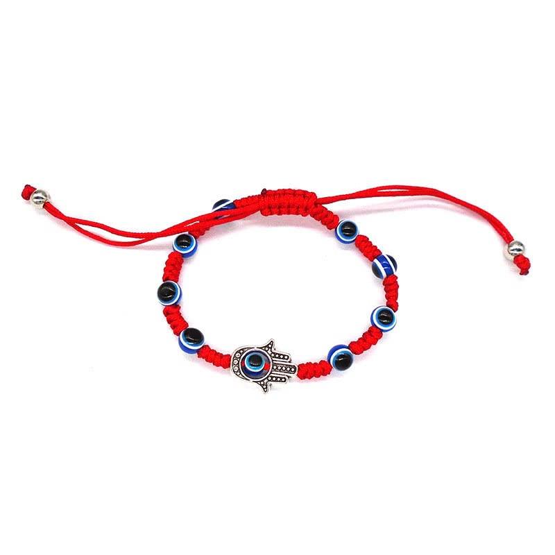 【並行輸入品】5 X Simple Turkish Blue Eye Hamsa Hand Charm Kabbalah Red String
