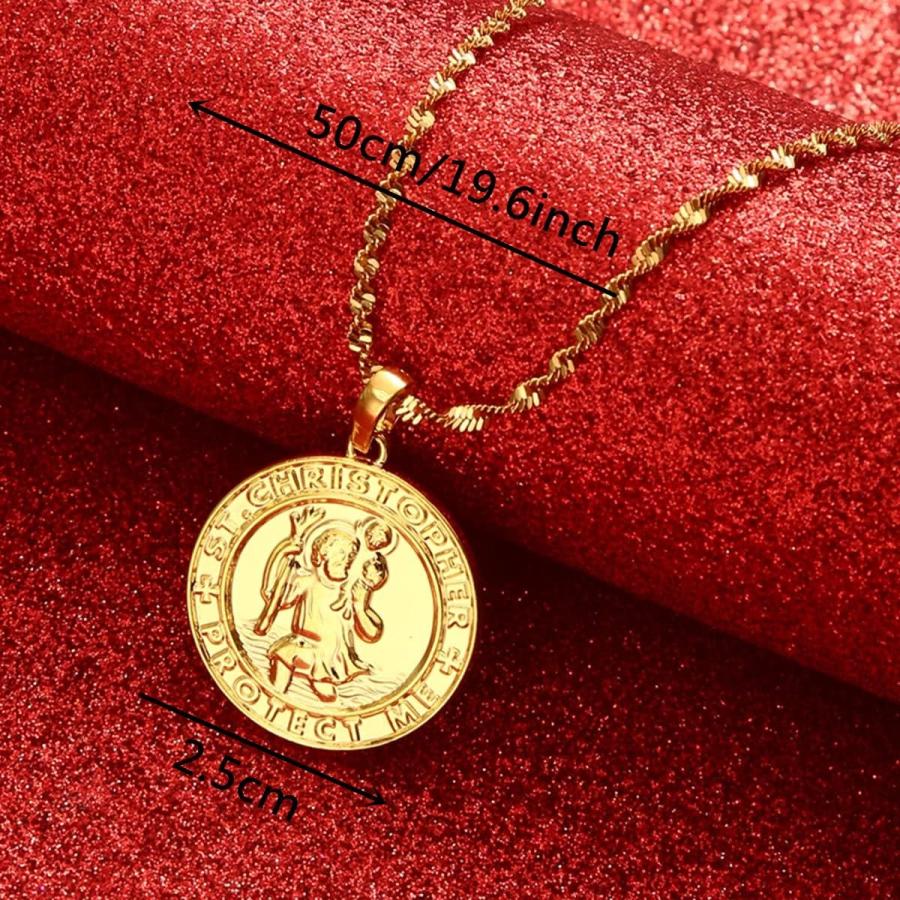 【並行輸入品】St. Christopher Protect Me Necklaces For Women Saint Christophe Pendの画像