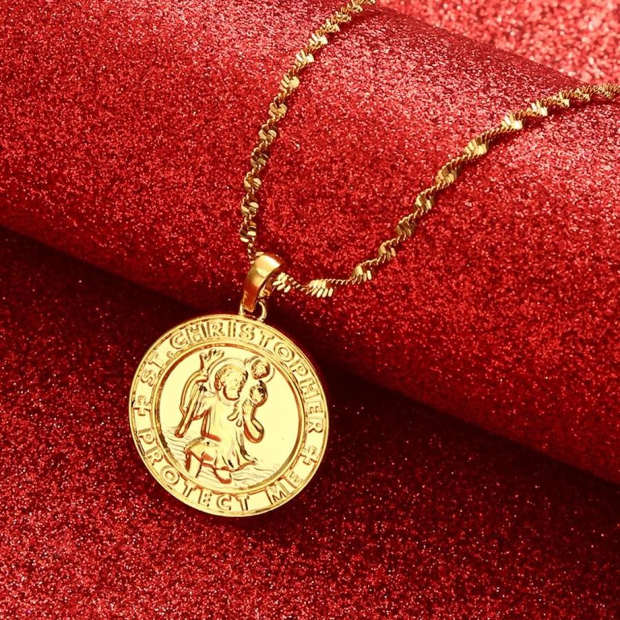【並行輸入品】St. Christopher Protect Me Necklaces For Women Saint Christophe Pendの画像