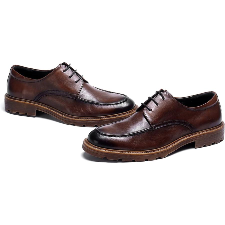 【並行輸入品】Mens Dress Shoes Casual Leather Oxford Formal Shoes for Men Brown 9の画像
