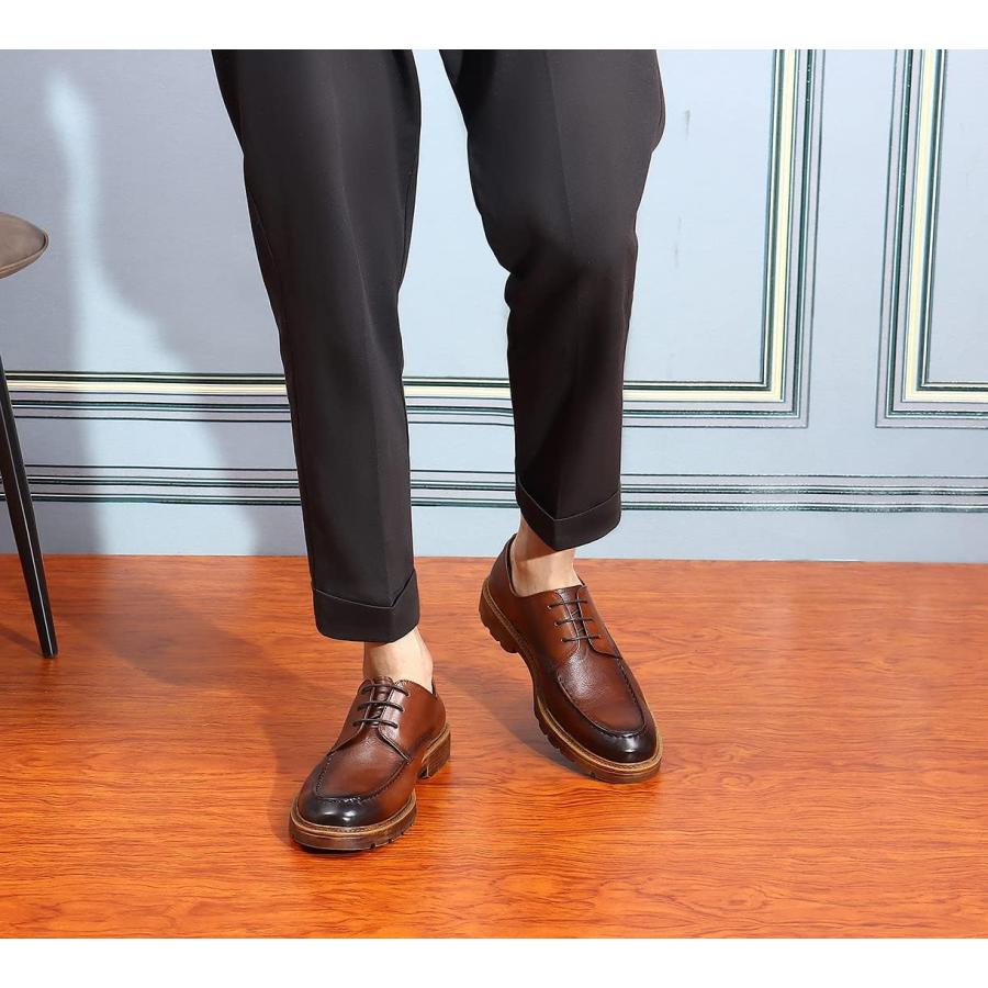 【並行輸入品】Mens Dress Shoes Casual Leather Oxford Formal Shoes for Men Brown 9の画像
