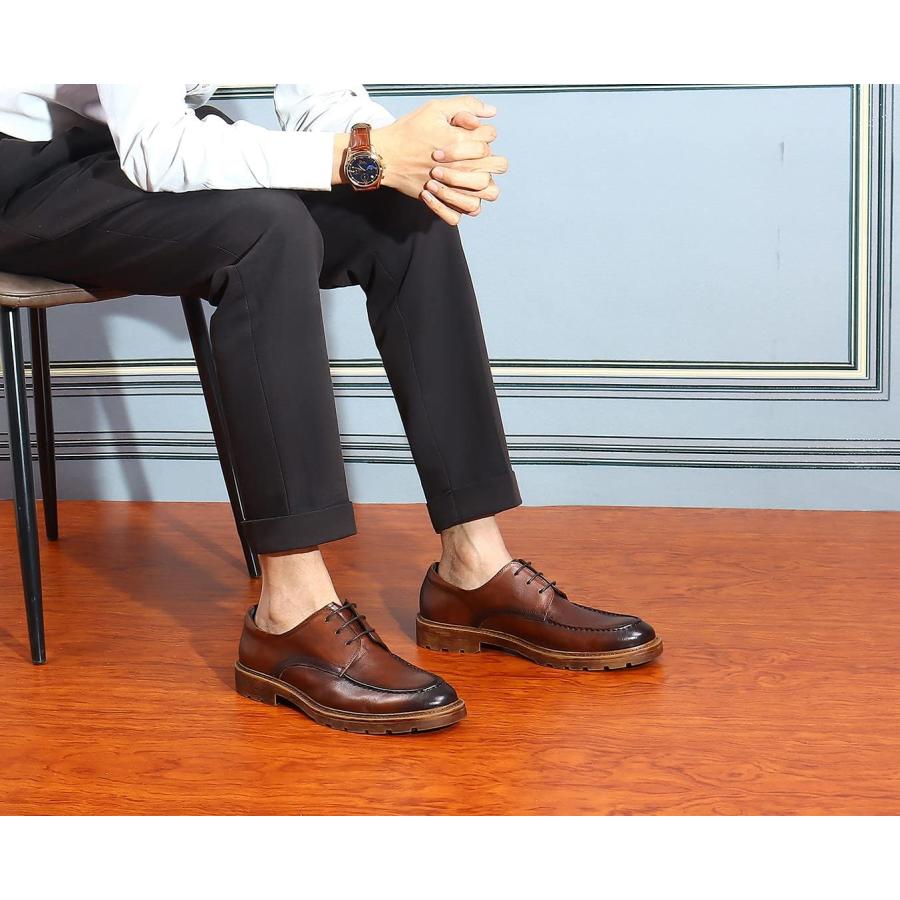 【並行輸入品】Mens Dress Shoes Casual Leather Oxford Formal Shoes for Men Brown 9の画像