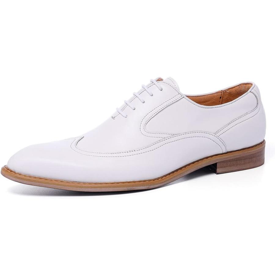 【並行輸入品】Men's Dress Shoes Formal Leather Wingtip Oxford Shoes for Men Whiteの画像