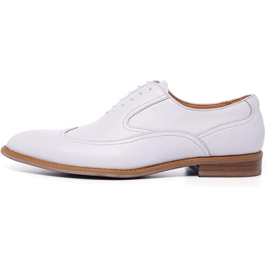 【並行輸入品】Men's Dress Shoes Formal Leather Wingtip Oxford Shoes for Men Whiteの画像