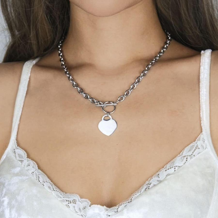 並行輸入品】Avanlin ハートトグルネックレス シルバー ステンレス 