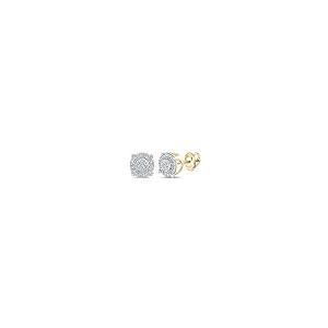 【並行輸入品】14kt Yellow Gold Mens Round Diamond Cluster Earrings 1/8 Cttwの画像