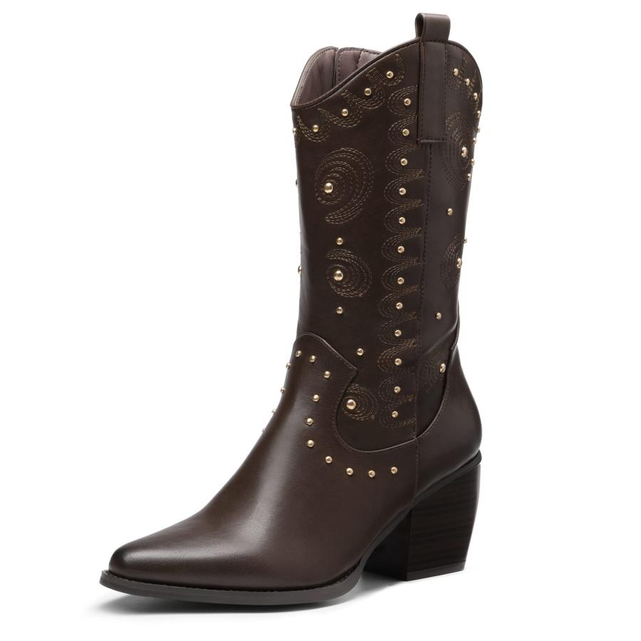 【並行輸入品】DREAM PAIRS Women's SDMB2207W Western Cowboy boots Mid Calf Cowg