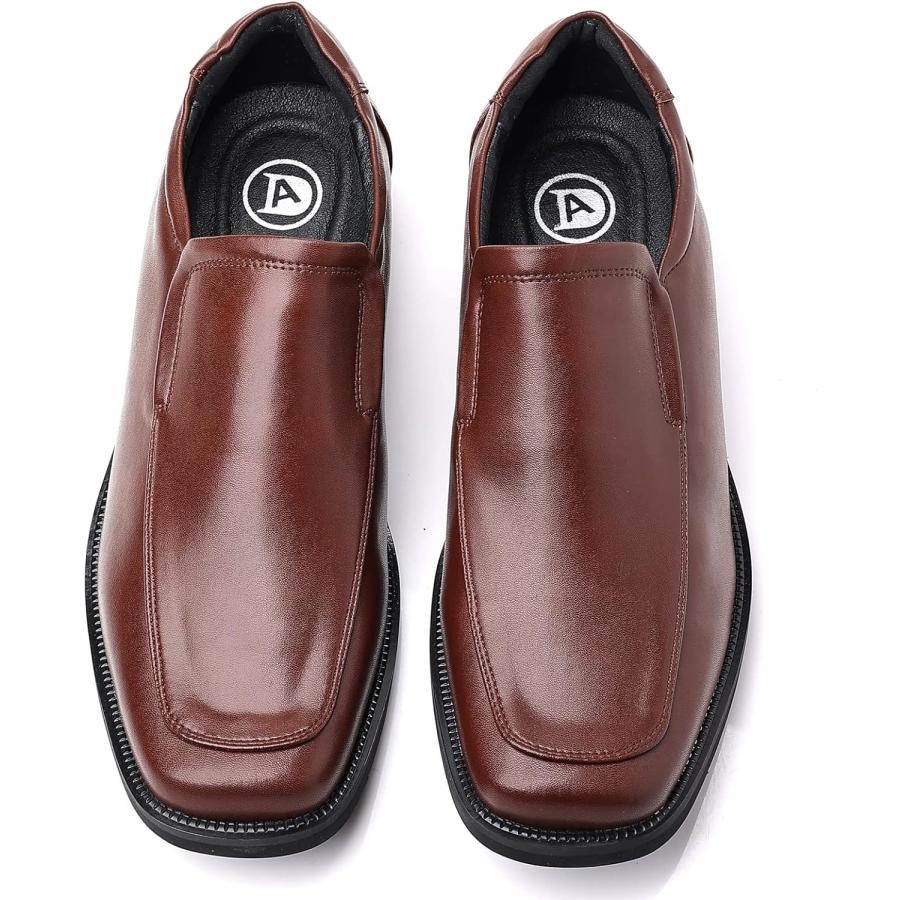 【お気に入り】 kkdom Men´s Classic Leather Lined Formal Oxfords Slip on Dress Shoes Brown　並行輸入品