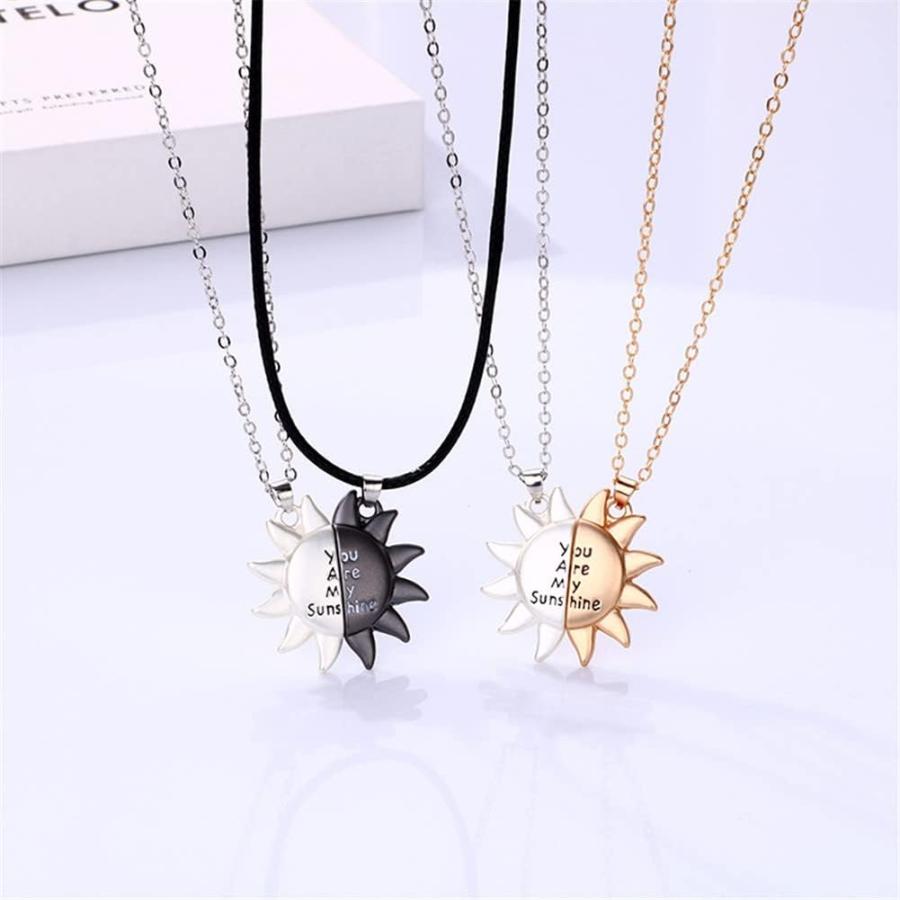 【並行輸入品】Hifunny マッチングサンペンダントネックレス You are My Sunshine Sun 磁気ネックレス レディース メンズ_2