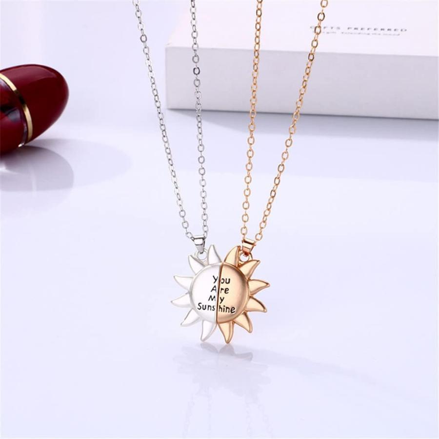 【並行輸入品】Hifunny マッチングサンペンダントネックレス You are My Sunshine Sun 磁気ネックレス レディース メンズ_3