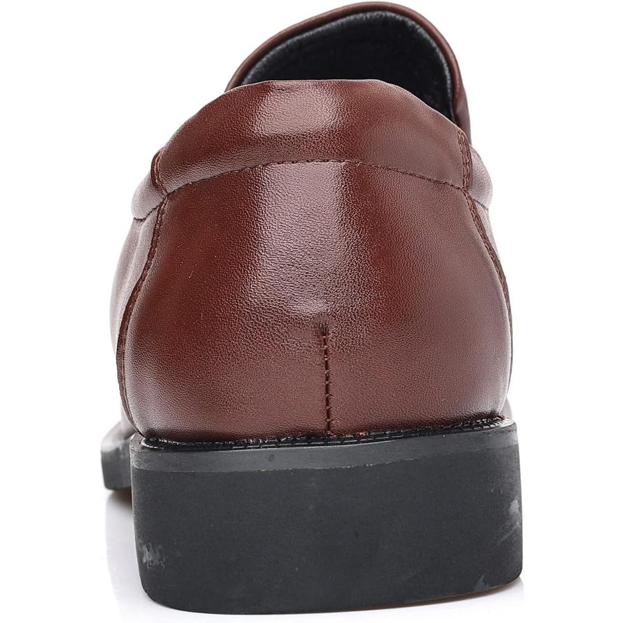 無料長期保証 kkdom Men´s Classic Leather Lined Formal Oxfords Slip on Dress Shoes Brown　並行輸入品