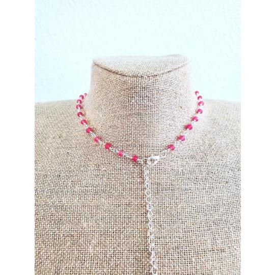 【並行輸入品】Cross Necklace Pink Beaded Chain Choker White Stone Charm Girls Jewe_2