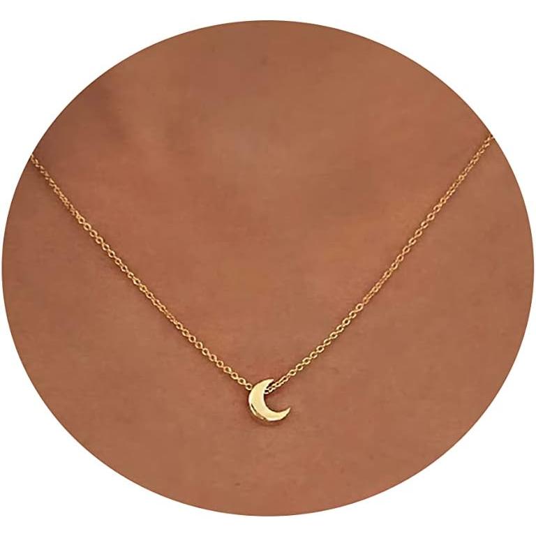 14K三日月ネックレス 並行輸入品】TASISO 華奢な月と星ペンダントネックレス レディース 14K