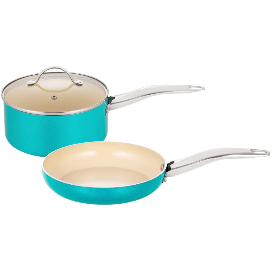 ノンスティックフライパンセット 並行輸入品】QStar セラミックノンスティック調理器具3点セット 8