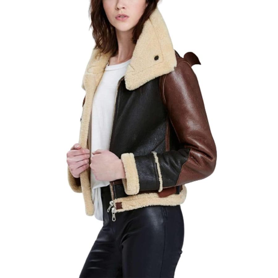 【並行輸入品】A2Z Leather Craft New Womens B3 Bomber Genuine Sheepskin Coat Avの画像