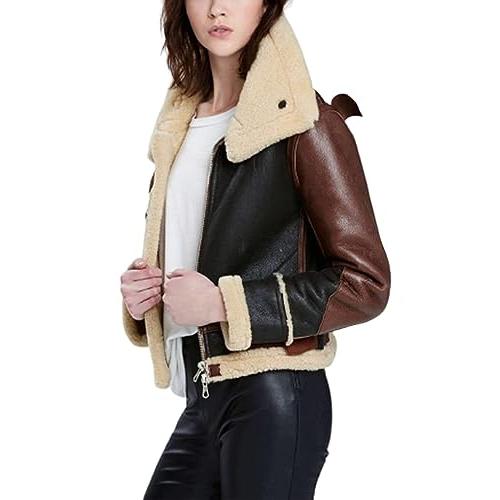 【並行輸入品】A2Z Leather Craft New Womens B3 Bomber Genuine Sheepskin Coat Avの画像