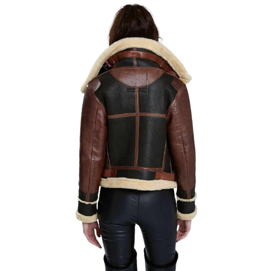 【並行輸入品】A2Z Leather Craft New Womens B3 Bomber Genuine Sheepskin Coat Avの画像