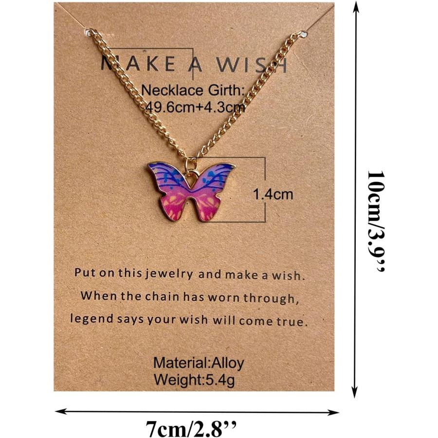 【並行輸入品】Necklaces for Teen Girls Colorful Butterfly Pendant Card Necklace Si_2