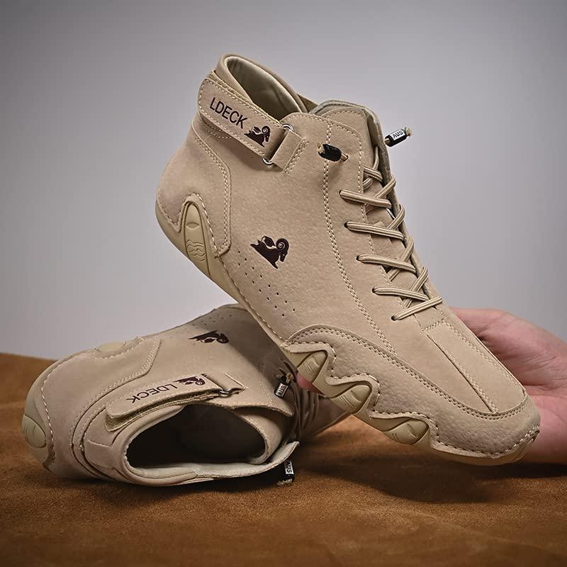 【並行輸入品】Tzsaixeh Italian Handmade Suede High Boots Men's Suede Velcro Leの画像