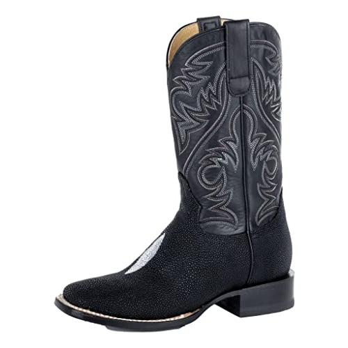 【並行輸入品】ROPER Men's Silas Stingray Exotic Western Boot Square Toe Blackの画像