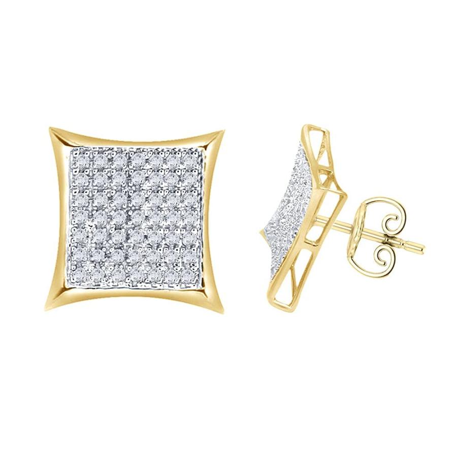 【並行輸入品】Halo Jewelers 10k Yellow Gold Men's Earrings 0.30 Carat (ctw) Roの画像