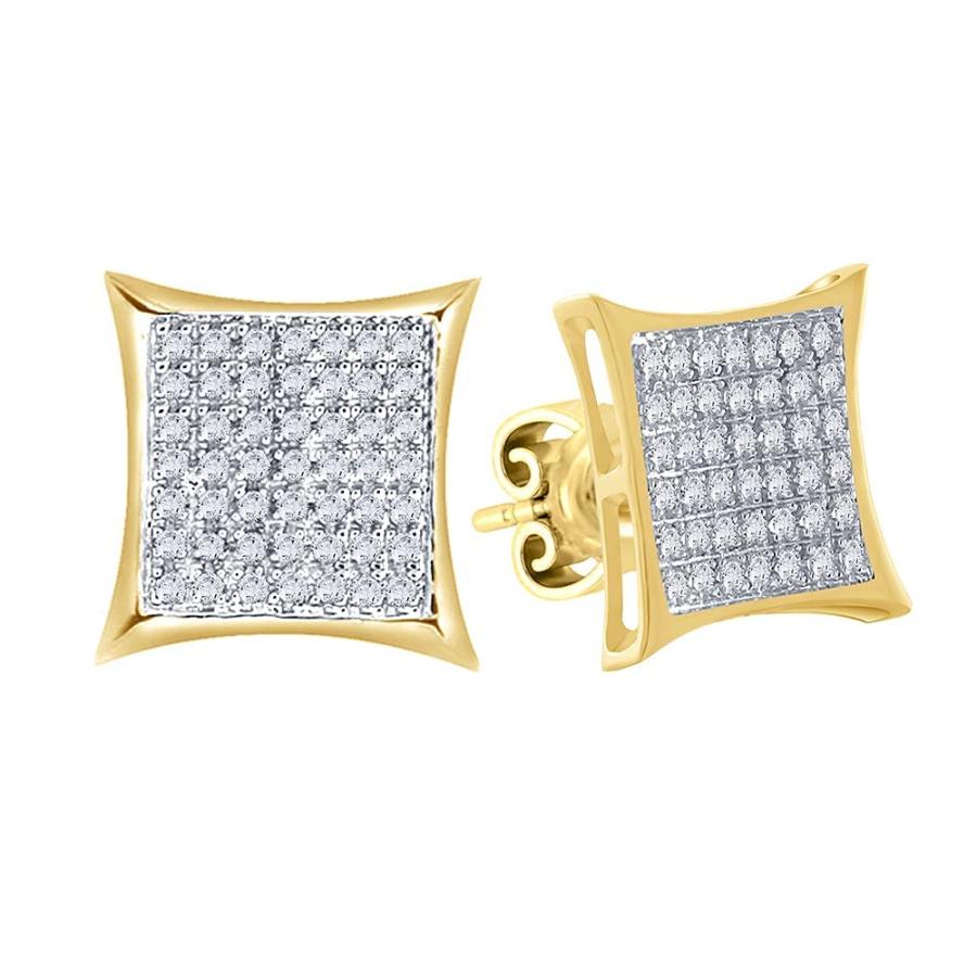 【並行輸入品】Halo Jewelers 10k Yellow Gold Men's Earrings 0.30 Carat (ctw) Roの画像