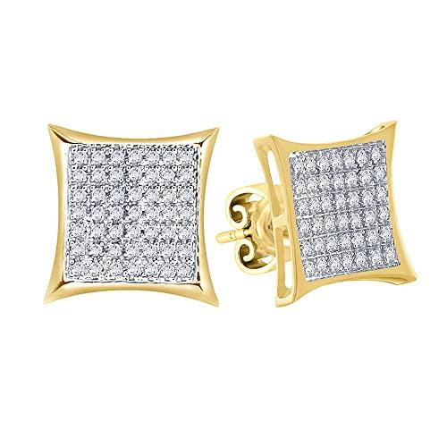 【並行輸入品】Halo Jewelers 10k Yellow Gold Men's Earrings 0.30 Carat (ctw) Roの画像