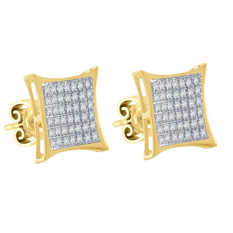 【並行輸入品】Halo Jewelers 10k Yellow Gold Men's Earrings 0.30 Carat (ctw) Roの画像