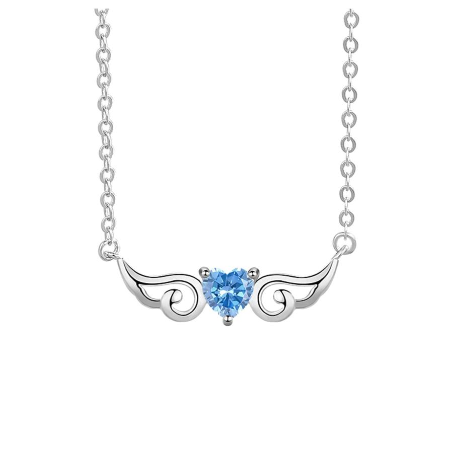 【並行輸入品】Single Stone Necklace Angel Blue Diamond Heart Necklace Zircon H