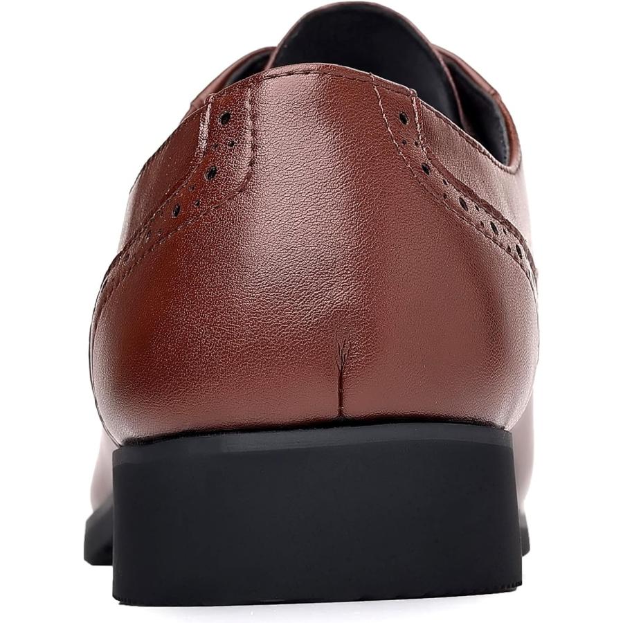 公式新作 kkdom Men´s Classic Oxfords Formal Business Shoes Wingtip Lace Up Dress Shoes Brown US Size 5.5　並行輸入品