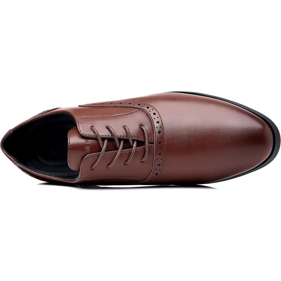 公式新作 kkdom Men´s Classic Oxfords Formal Business Shoes Wingtip Lace Up Dress Shoes Brown US Size 5.5　並行輸入品