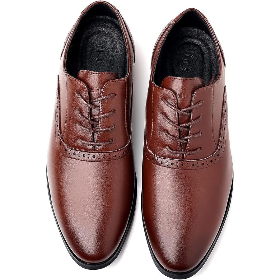 公式新作 kkdom Men´s Classic Oxfords Formal Business Shoes Wingtip Lace Up Dress Shoes Brown US Size 5.5　並行輸入品