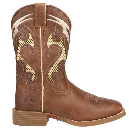 【並行輸入品】Justin Boots Mens Stampede Vented Shaft Tooled Inlay Soft Toe Caの画像