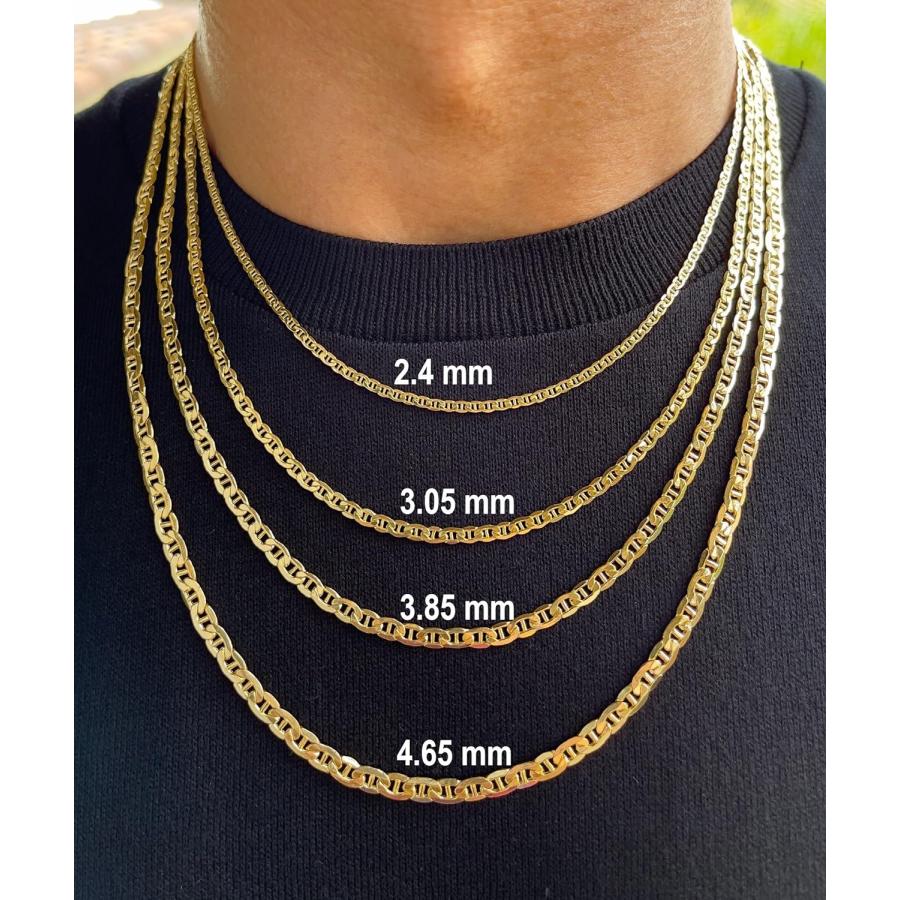 【並行輸入品】14K 10K リアルゴールド フラットマリナーチェーン ダイヤモンドカット アンカーリンクチェーンネックレス 華奢なゴールドペンダントの画像