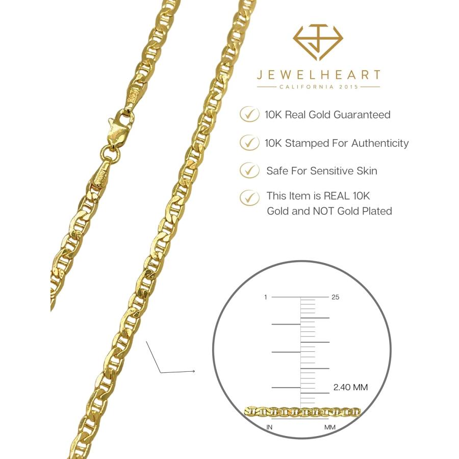 【並行輸入品】14K 10K リアルゴールド フラットマリナーチェーン ダイヤモンドカット アンカーリンクチェーンネックレス 華奢なゴールドペンダントの画像