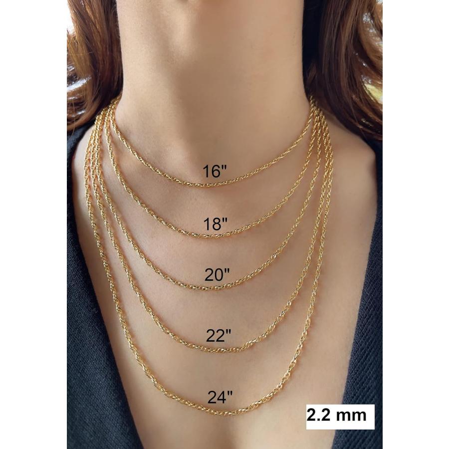 14K 10K リアルゴールドロープネックレス レディース 14K 10K リアルゴールドロープネックレス レディース