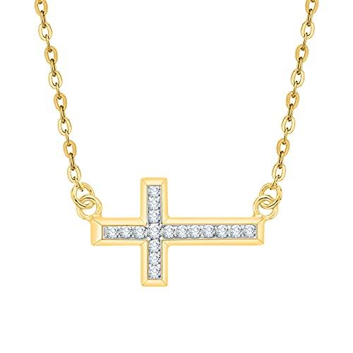 【並行輸入品】KATARINA Channel Set Diamond Sideways Cross Pendant Necklace in_4