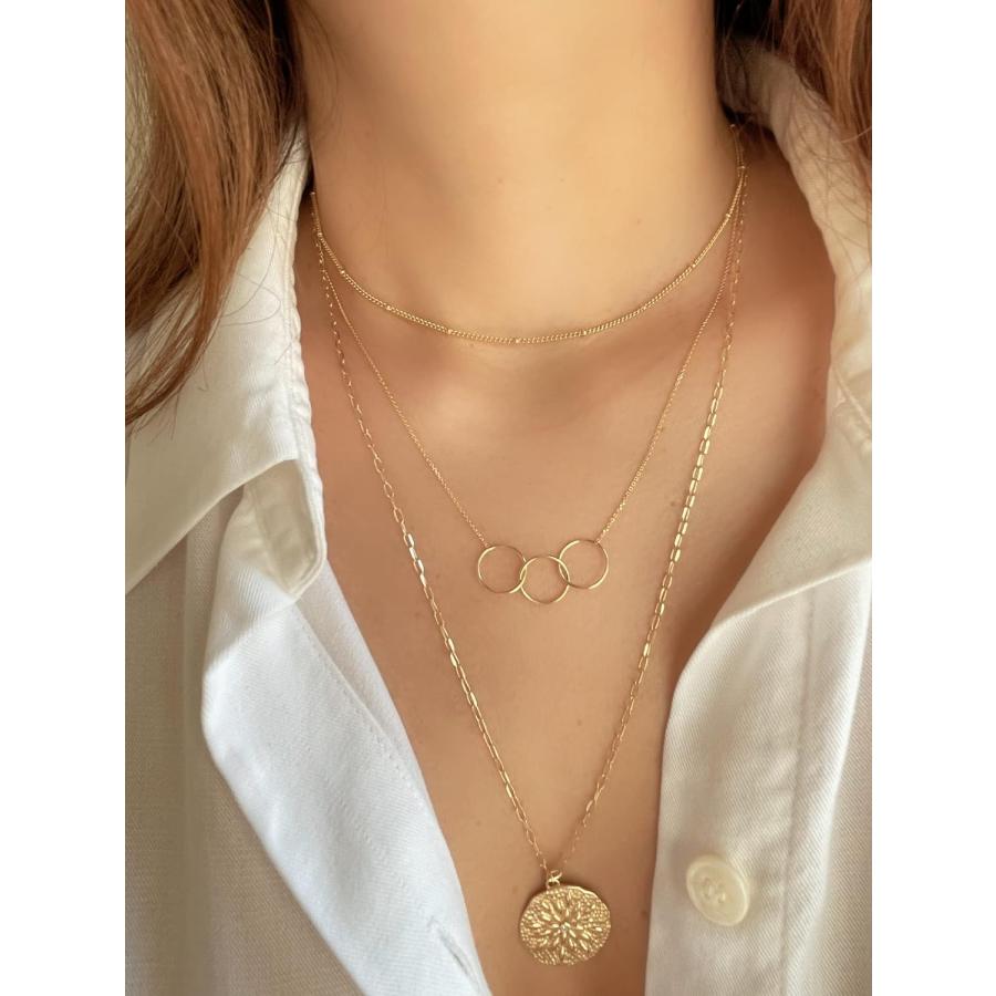 【並行輸入品】14K リアルゴールドビーズステーションネックレス - ダイヤモンドカットキューバリンク サテライトボールチェーン 女性用 - 上品なゴ_3