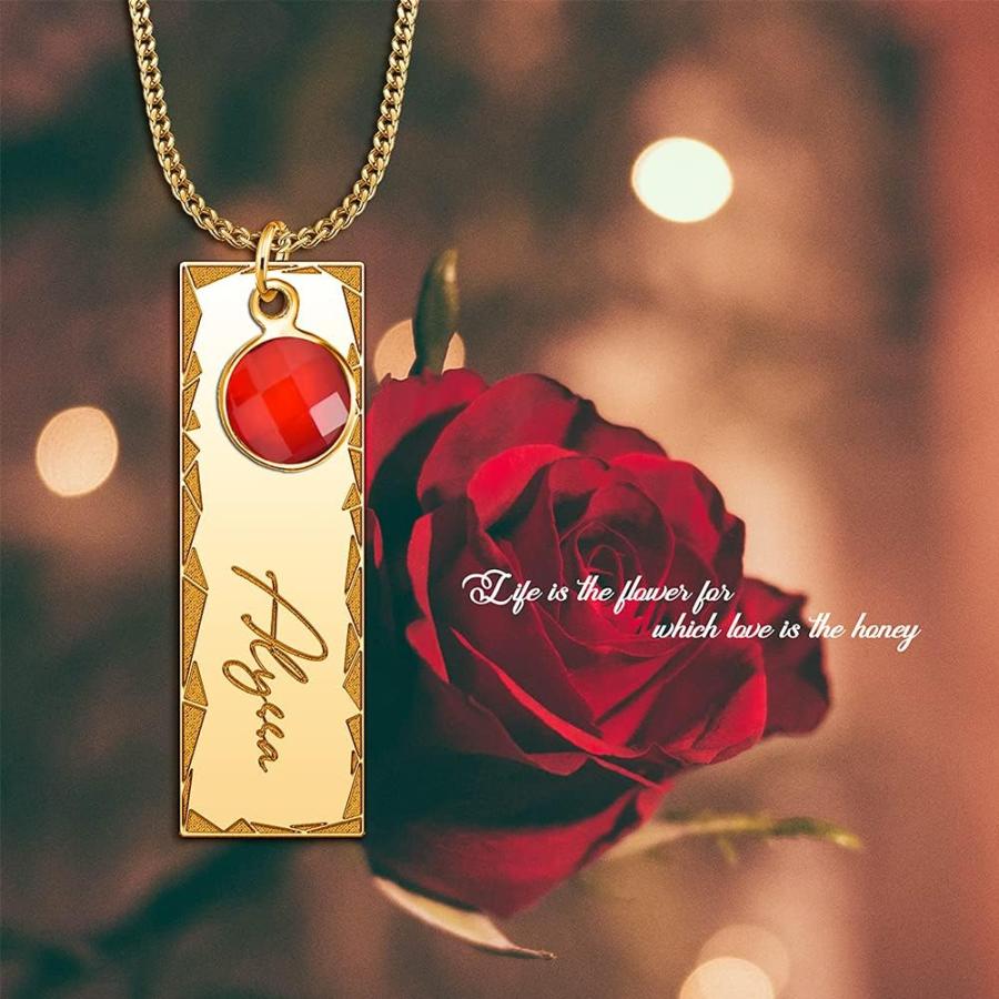 【並行輸入品】Q&Locket 名前ネックレス パーソナライズ誕生石 カスタム刻印 モノグラム カスタマイズイニシャルネームプレートネックレス ジュエ_4