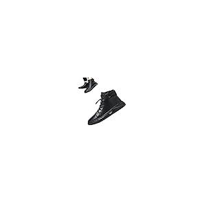 【並行輸入品】Men's Black Italian High Top Casual Leather Boots,Round Toe Wateの画像