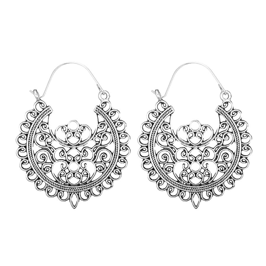 【並行輸入品】Women Boho Earrings Jewelry Sterling Silver Hoop Earrings Ethnic