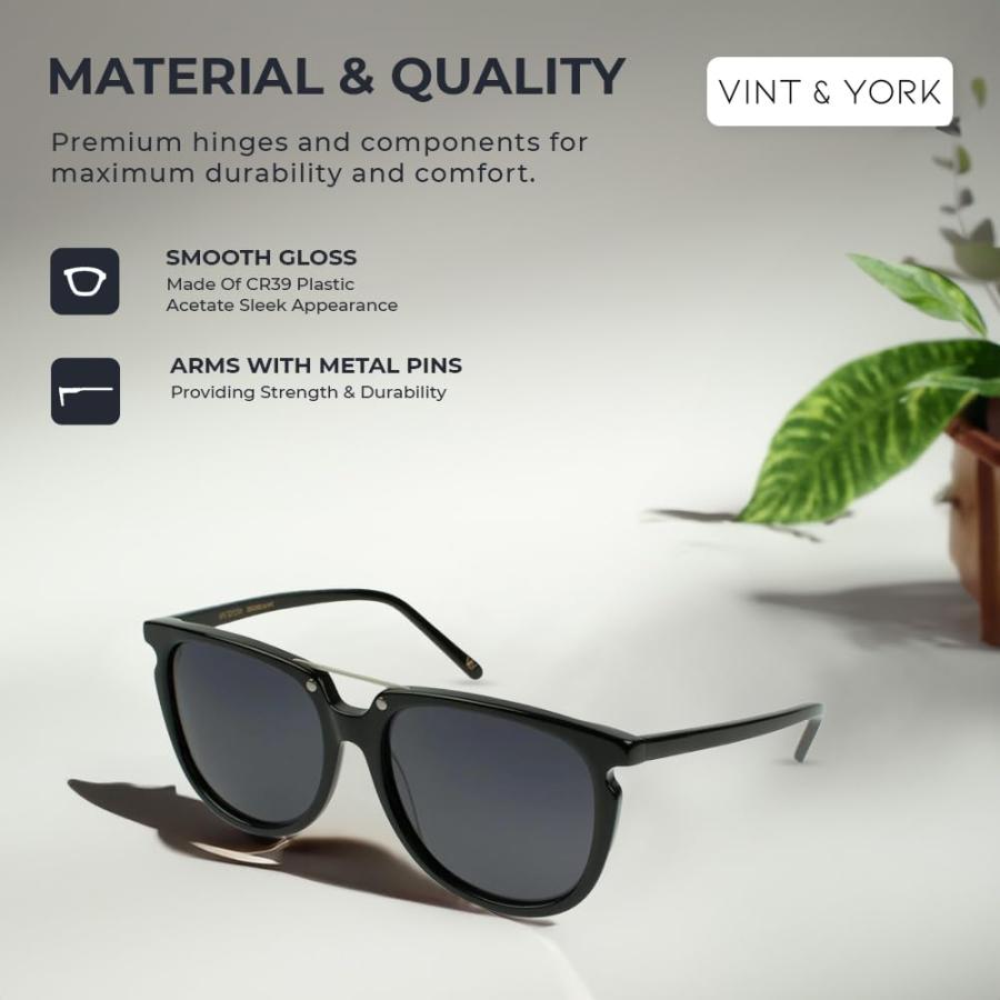 【並行輸入品】Vint & York Cap mb Square Designer Sunglasses for Men & Women Clの画像