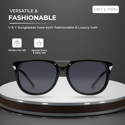【並行輸入品】Vint & York Cap mb Square Designer Sunglasses for Men & Women Clの画像