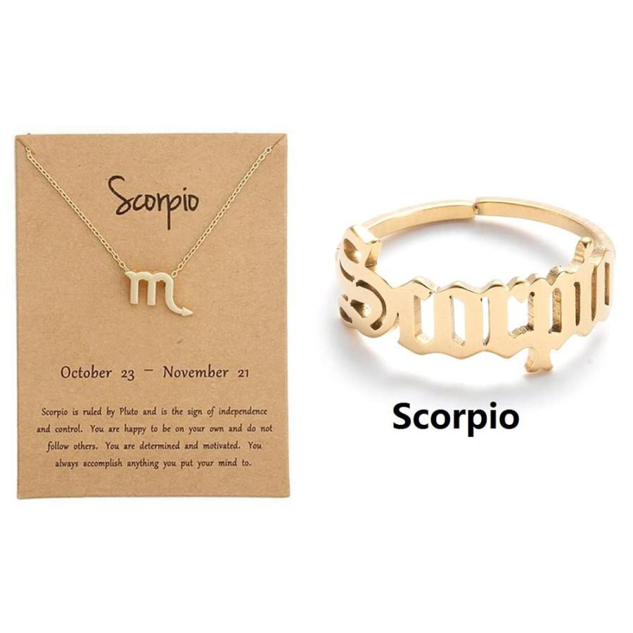 【並行輸入品】Fashion Zodiac Necklace Rings set for Women Girls 12 Constellati