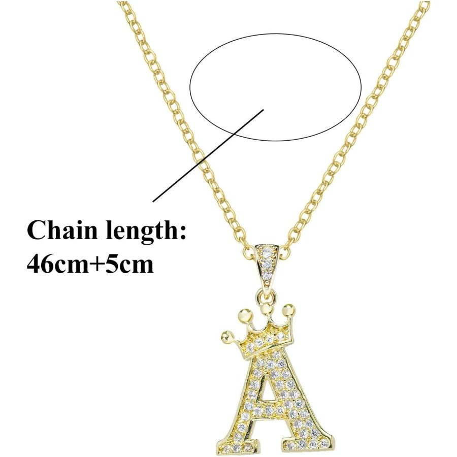 【並行輸入品】Womens Necklaces for Layering Crown 26 English Letters Full Diamond_2